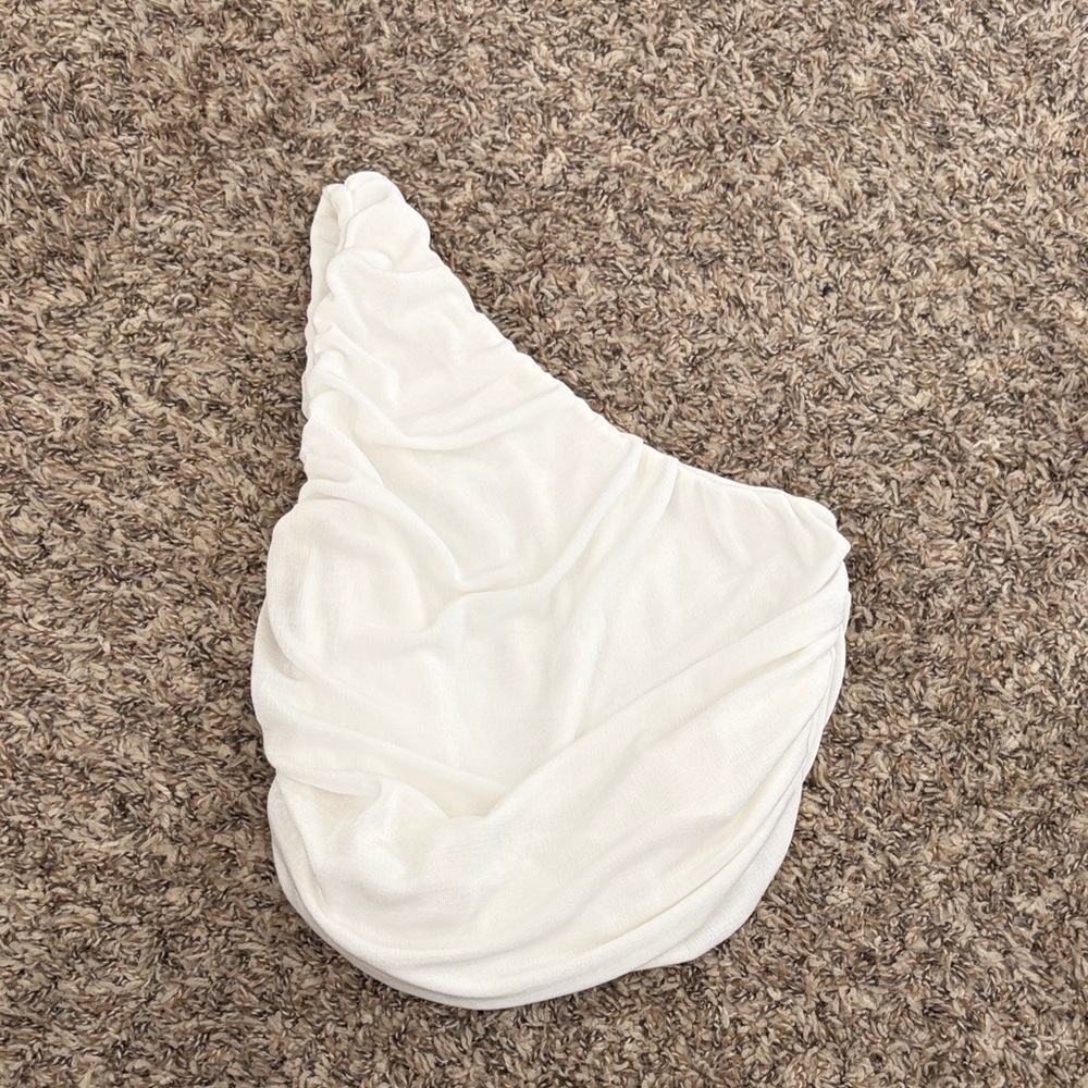 White ruched one shoulder top